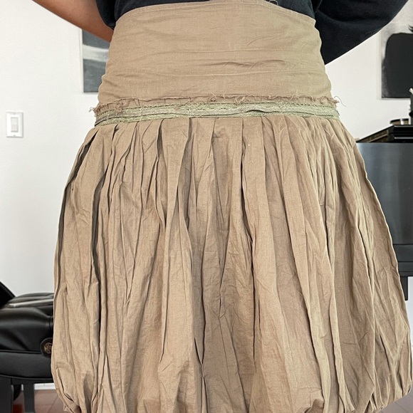 Olive Boho skirt with beading and lace trim - Picture 3 of 7